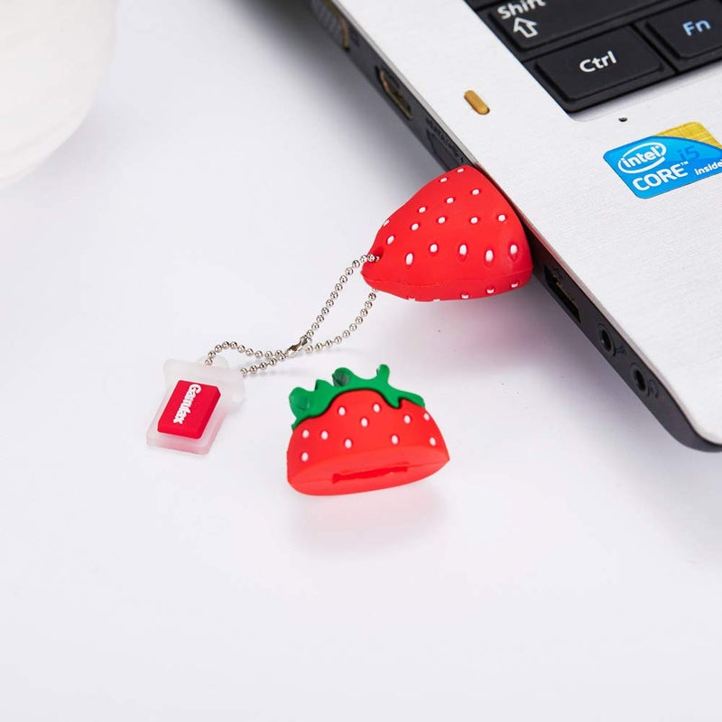 GARRULAX USB Flash Drive, 8GB / 16GB / 32GB Novelty Cute Cartoon USB Memory Stick Date Storage Pendrive Thumb Drives for Kids Children Collegue Student (16GB, Strawberry) - Image 5